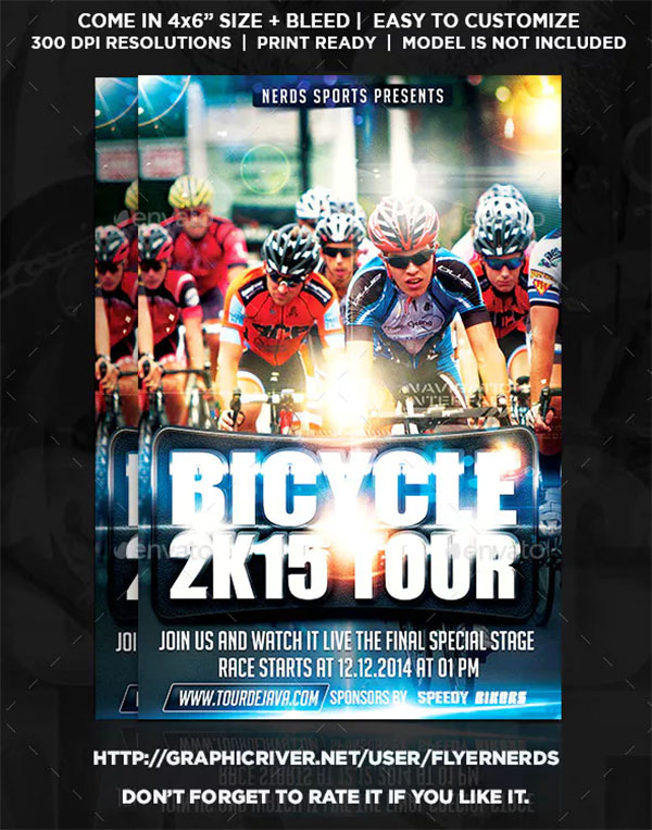 Bicycle 2K15 Tour Sports Flyer Template
