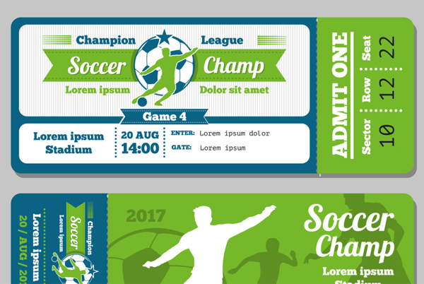 Football and Soccer Vector Ticket Template