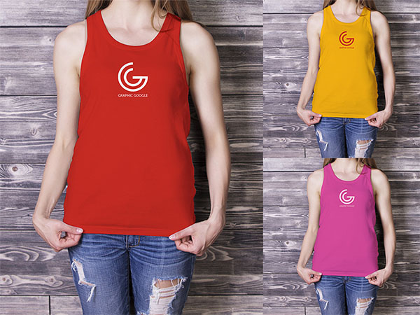 Free Beautiful Girl in Tank Top Mockup