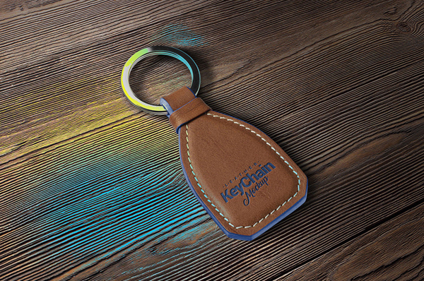 Free Leather Keychain Mockup PSD Template