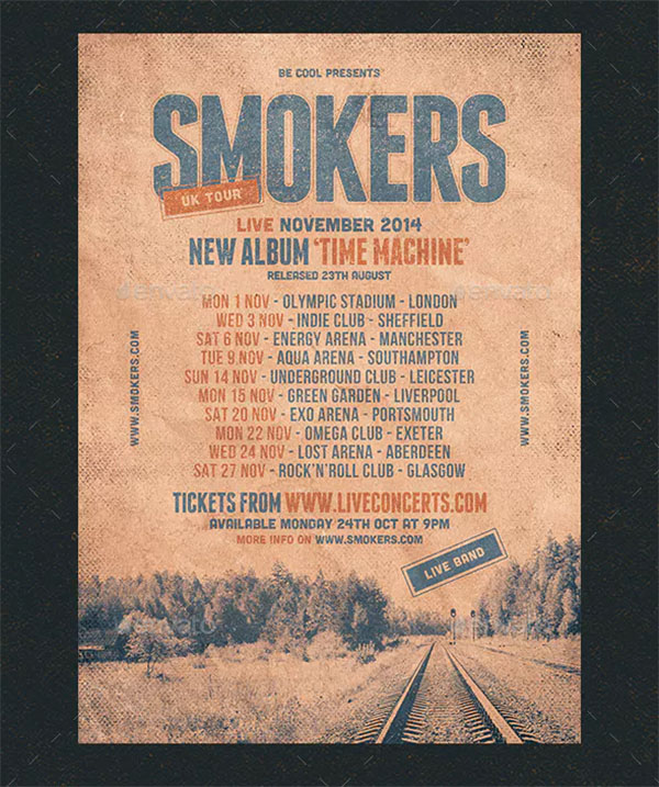 Grunge Band Tour Flyer and Poster Template