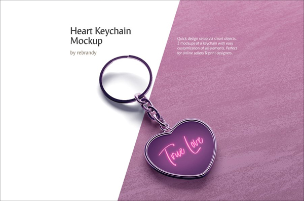 Heart Keychain Mockup