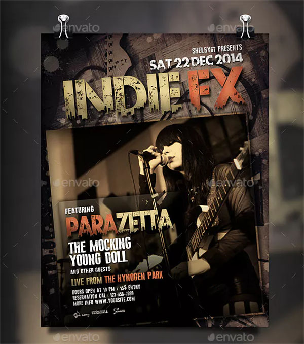Indie Band Event Flyer and Poster Designs