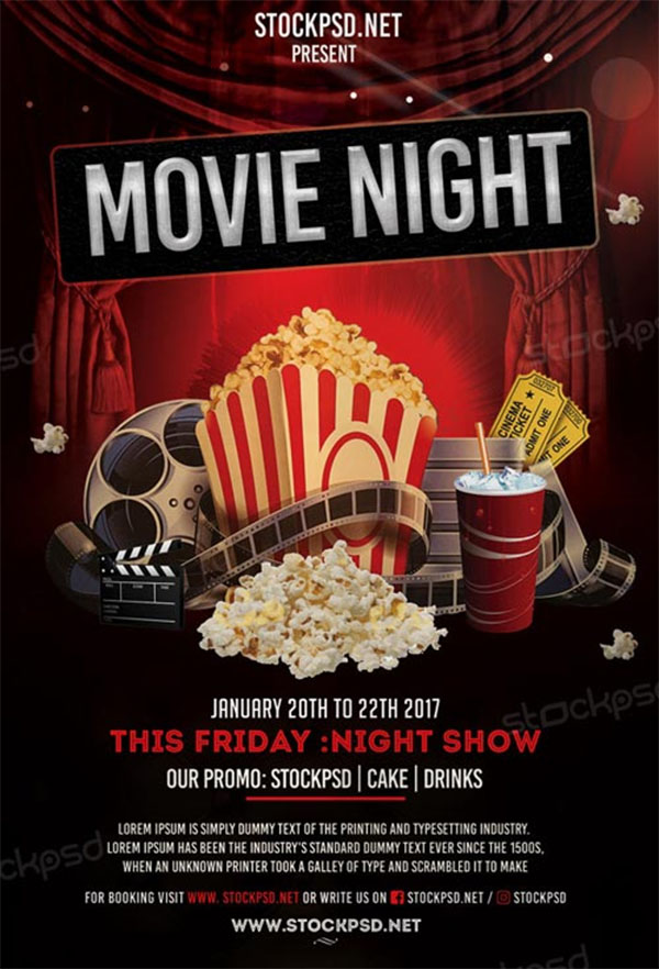 Movie Night Free Flyer Template