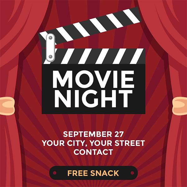 Movie Night Free Poster Mockup Vector