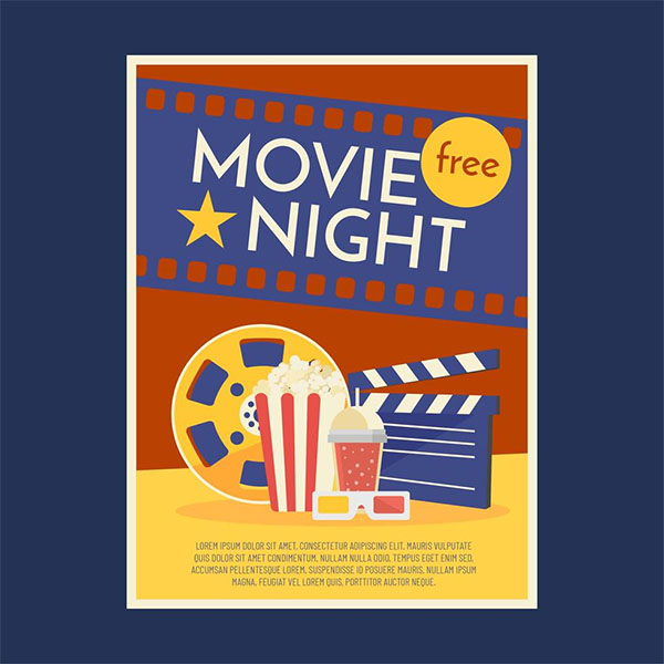 Movie Night Poster Template Free Vector