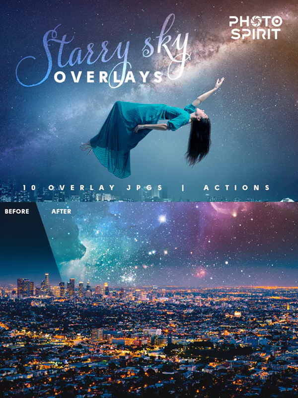 Night Sky Starry Overlays and Actions