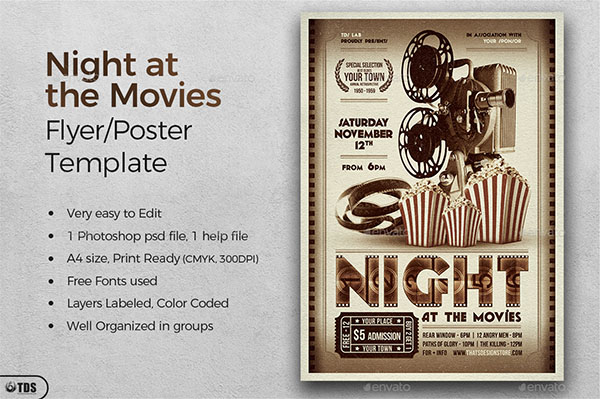 Night at the Movies Flyer Template