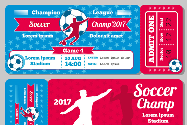Retro Soccer Football Sports Vector Ticket