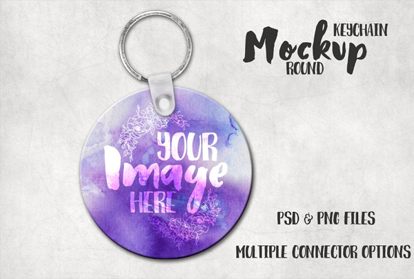 Round Sublimation Keychain Mockup