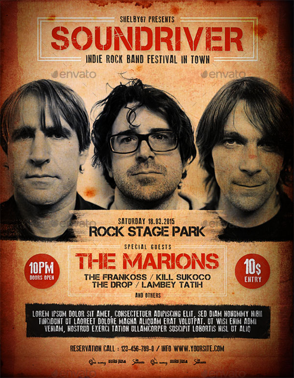Soundriver Indie Band Flyer & Poster Template
