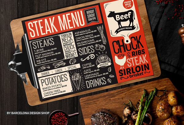 Steak Food Menu Brochure Design