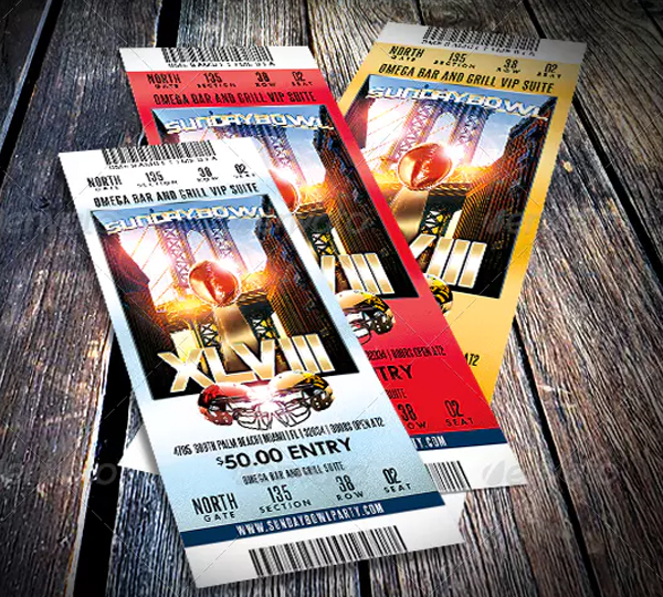 Sunday Bowl Ticket Templates