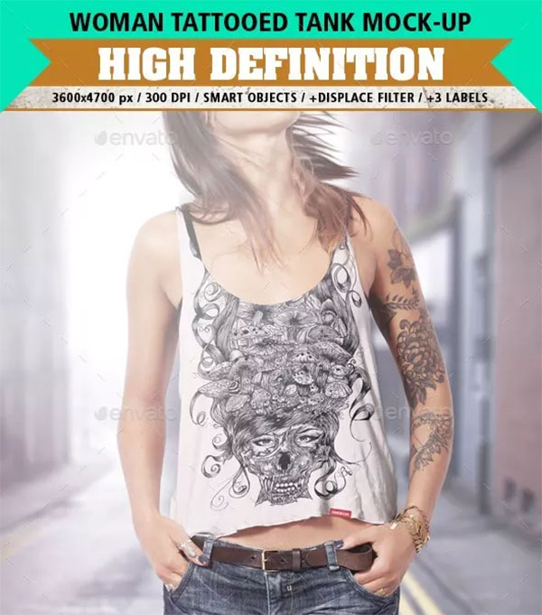 Tank Top Mock-Up Tattooed Woman