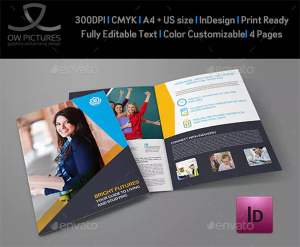 University College Bi-Fold Brochure Template