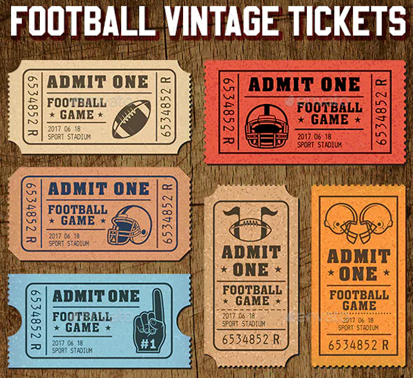 Vector Editable Football Ticket Templates