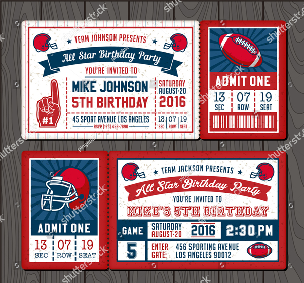 Vector Illustrations for Invitation Tickets for Football