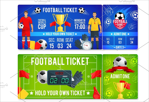 Vector Tickets Template for soccer Football