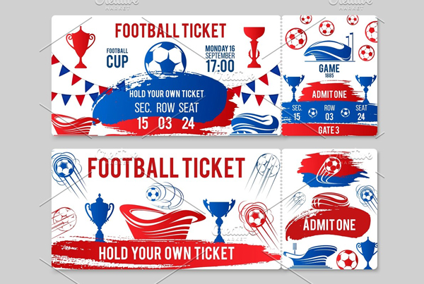 Vector Tickets of Football Soccer