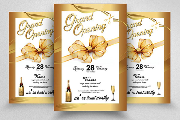 Golden Grand Opening Flyer Template