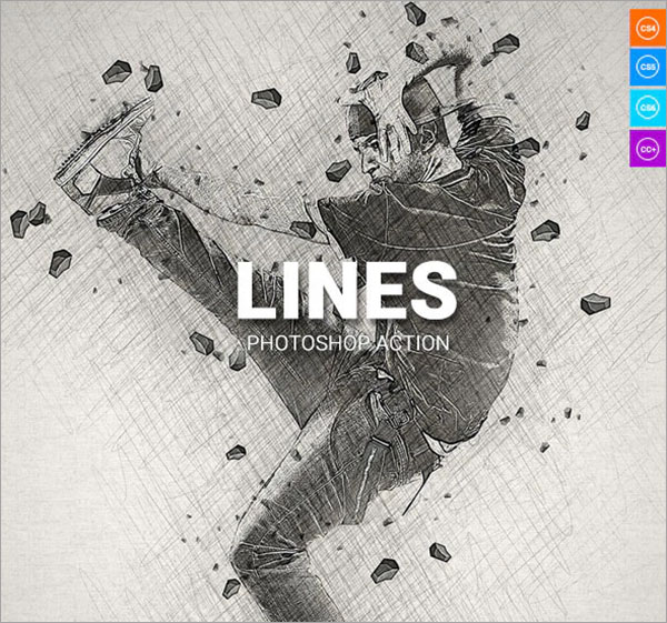 Lines Photoshop ABR, ATN, PAT Action