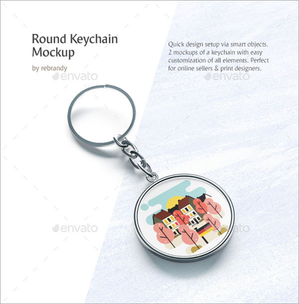 Round Keychain Mockup