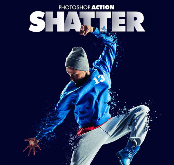 Shatter Photoshop ABR, ATN, JPG Action