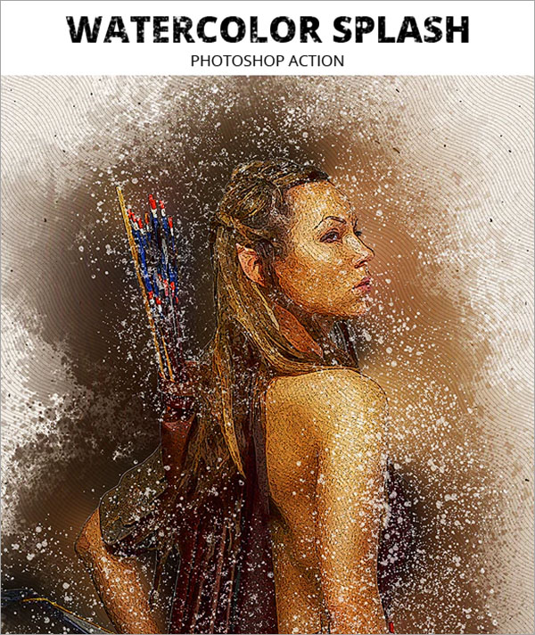 Watercolor Splash Photoshop ABR Action