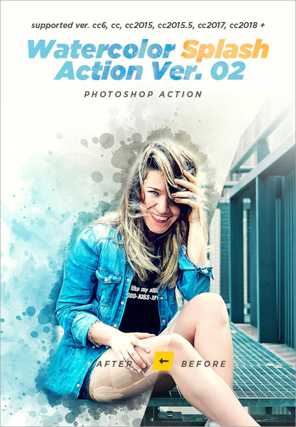 Watercolor Splash Photoshop Action Ver. 02