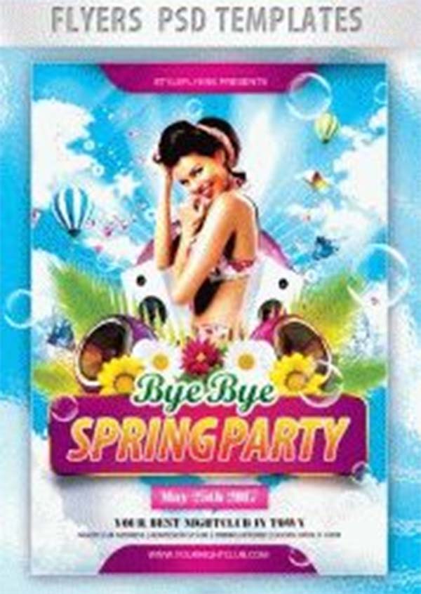 Bye Bye Spring Free PSD Party Flyer