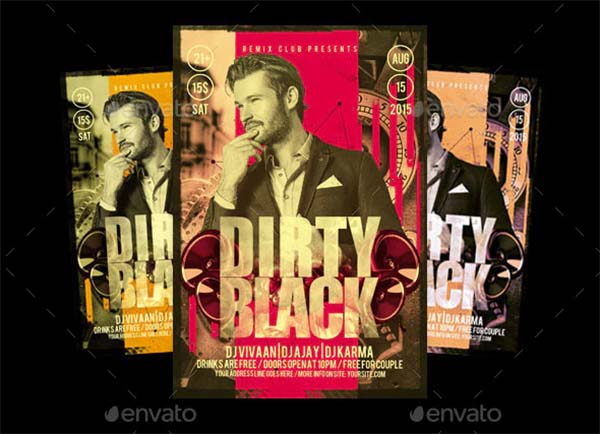 Dirty Black Party Flyer Template