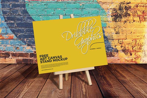 Free Art Canvas Stand Mockup PSD