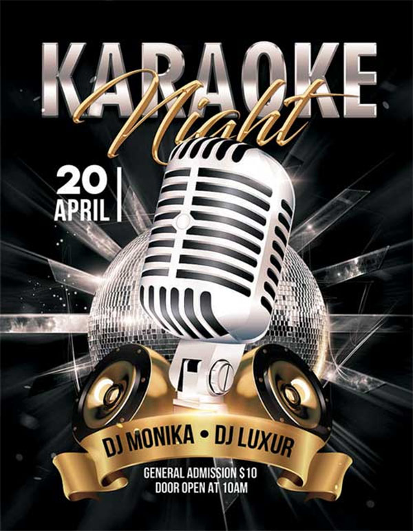 Karaoke Bar Night Free Flyer Template
