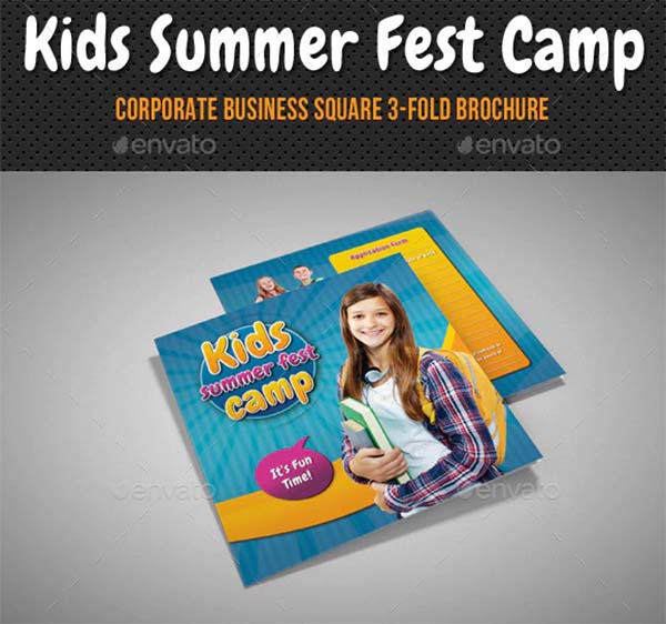 Kids Summer Camp Square 3-Fold Brochure