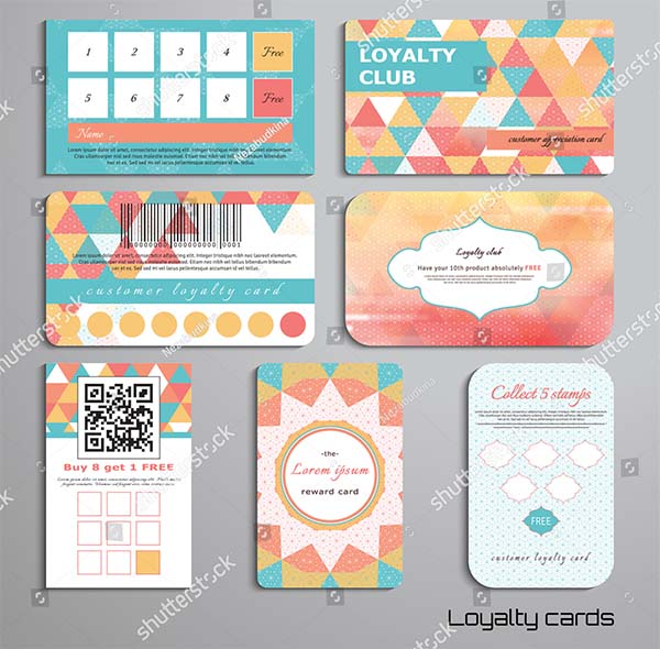 Multicolored Triangles Loyalty Cards Template