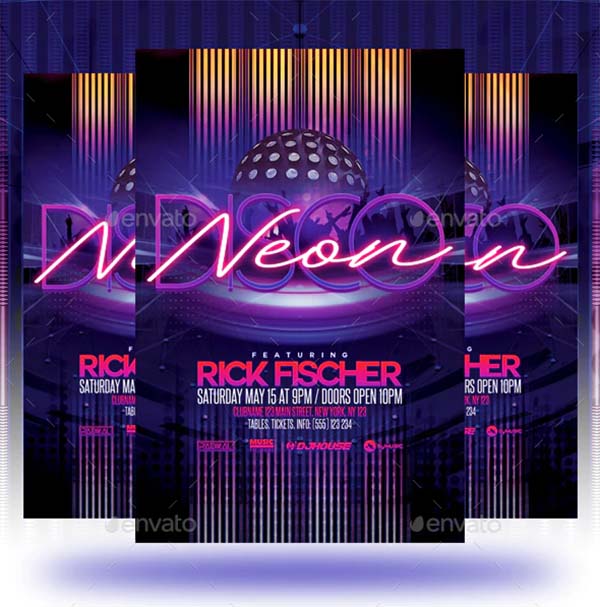 Neon Disco Party Flyer