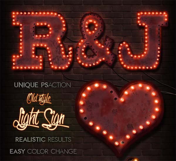 Old Light Sign Photoshop Action