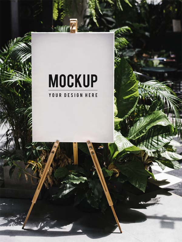 Shop sign Fee PSD Easel Mockup