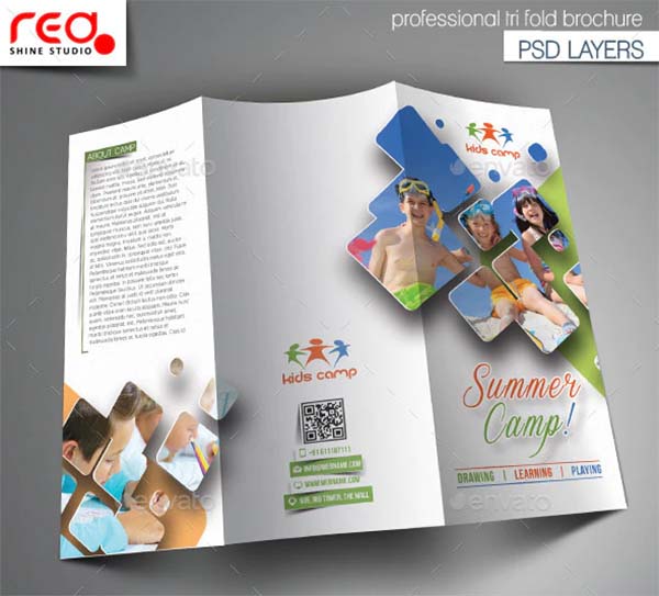 Summer Camp PSD Trifold Brochure Template