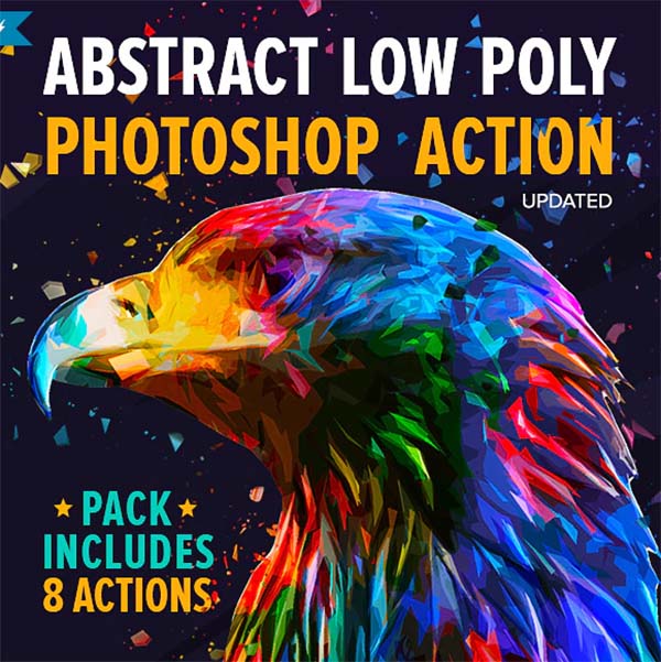 Abstract Low Poly Photoshop Action Pack