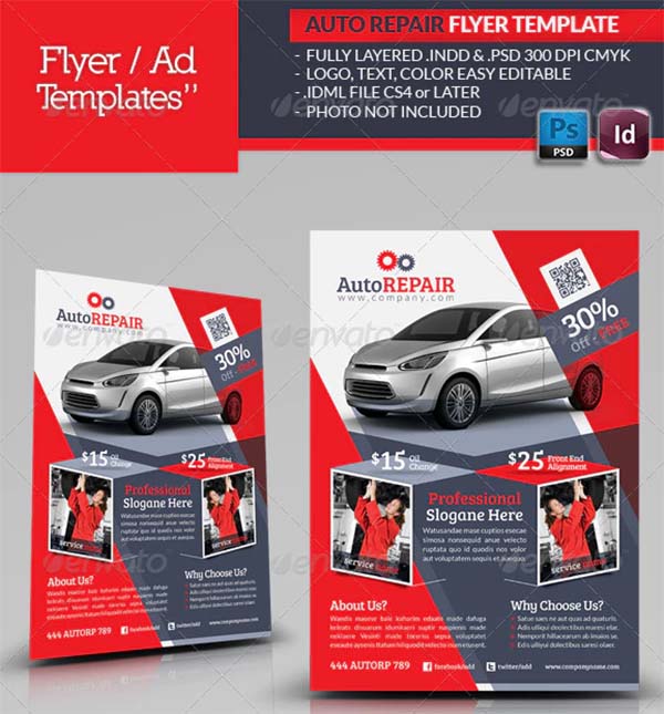 Automobile Repair Flyer PSD Template