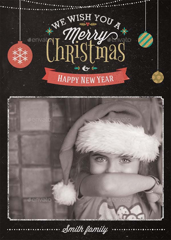 Christmas Photo Card Grunge Vintage