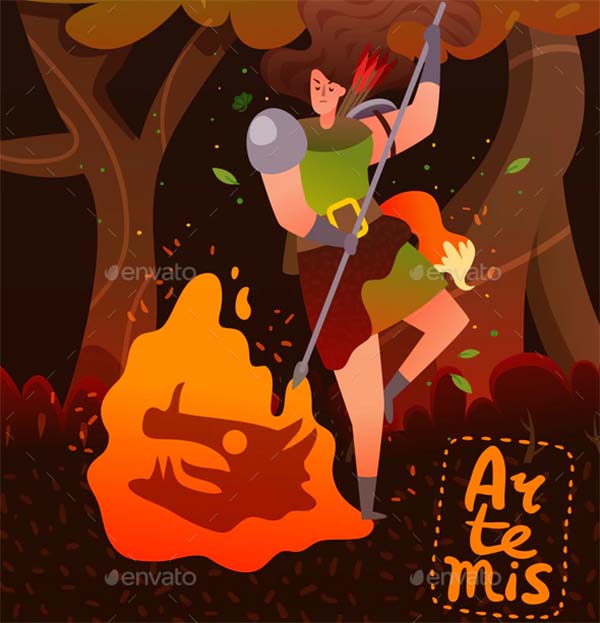 Greece Mythology Cartoon Poster Template