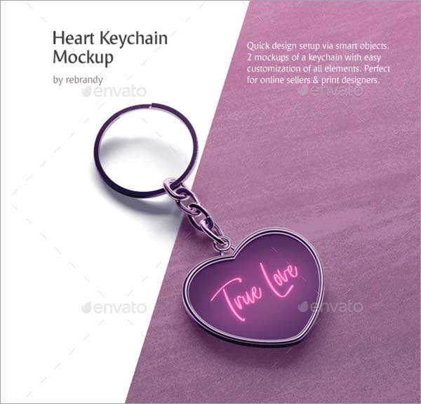 Heart Keychain Mockup