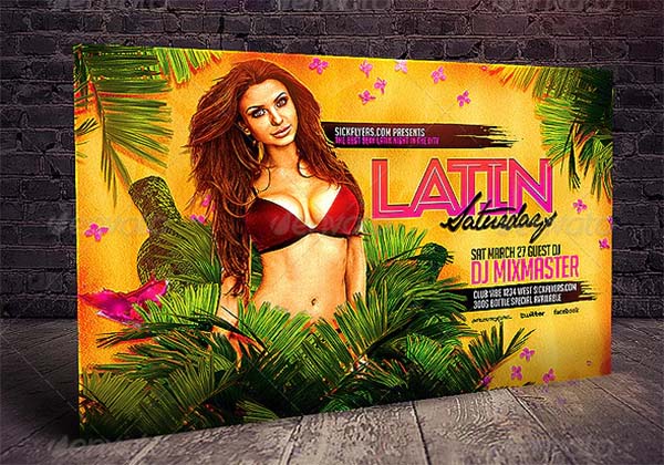 Latin Night Horizontal Flyer Template