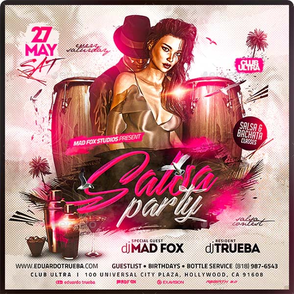 Latin Night Salsa Party Flyer Template