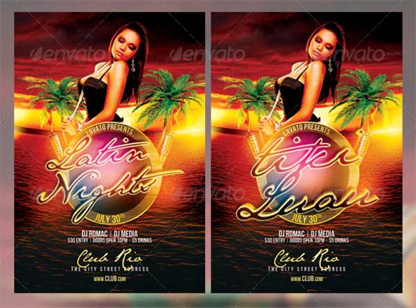 Latin Nights Tiki Luau Flyer Template