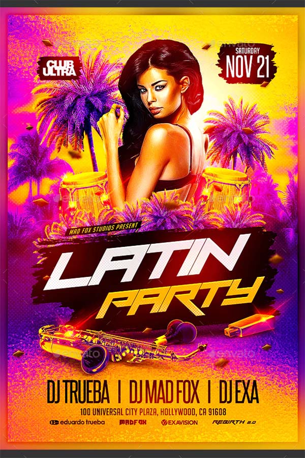 Latin Party PSD Flyer Template