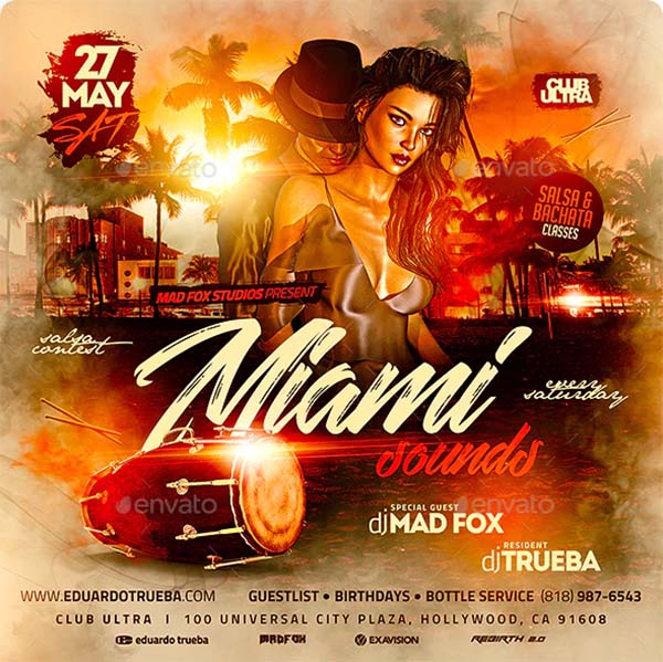 Miami Sounds Latin Party Flyer