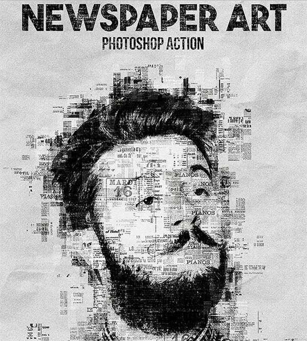 Newspaper Art Photoshop Actions Design